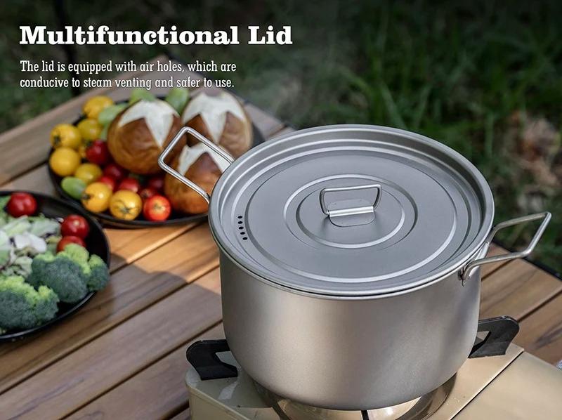 Lightweight Titanium Pot Outdoor Portable Cooking Set Backpacking Pot for Hiking Trekking Picnic Fishing