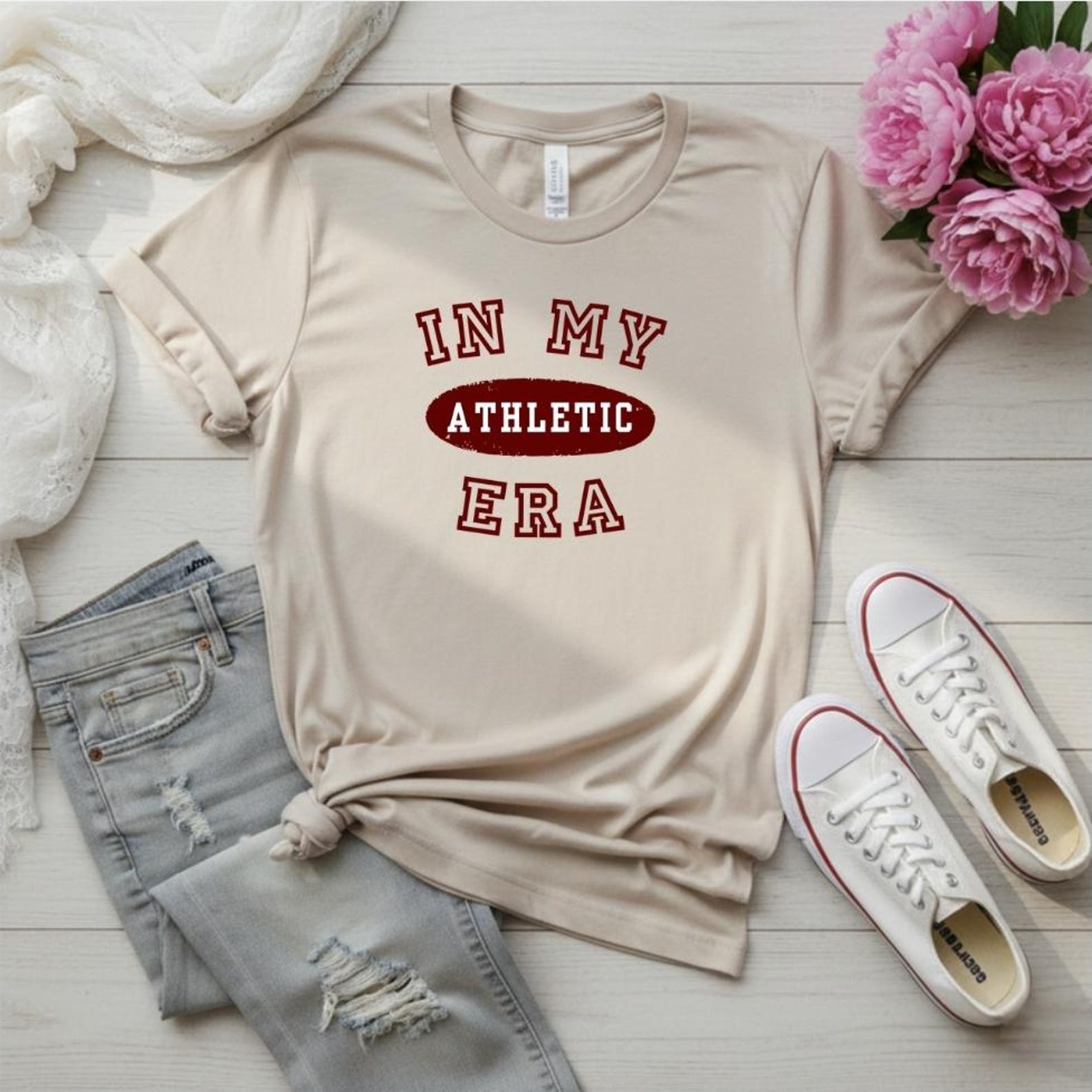 In My Athletic Era Shirt, Sporty Graphic Tee, Retro Varsity T-Shirt, Trendy Women s Athletic Shirt, Cute Sporty Shirt S
