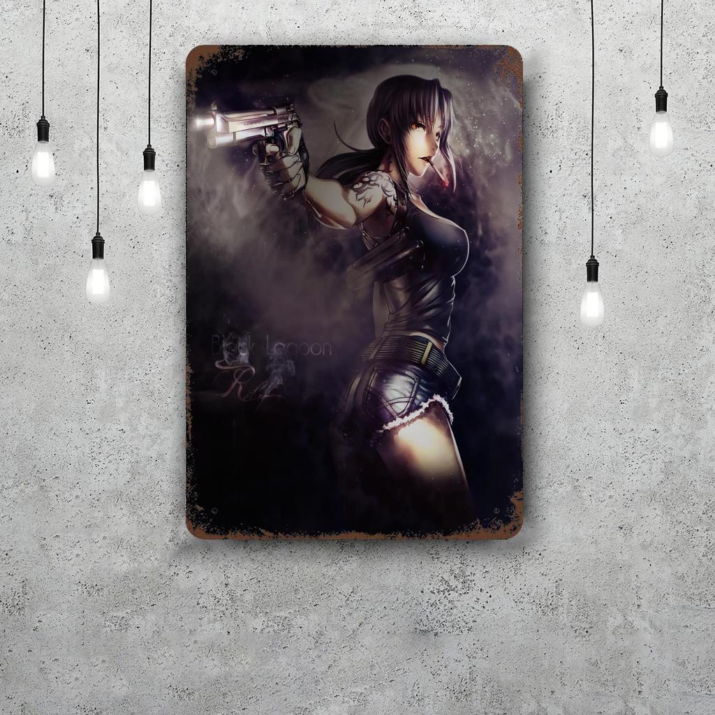revy black lagoon Funny Bar Metal Sign Retro Plaque Sign Alcohol Drinker Pub Club Man Cave Kitchen Wall Decoration