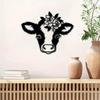 Cute Cow Metal Wall Art for Kids Room and Kindergarten Animal Decor with Stickers
