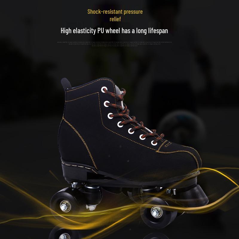 Patins à roulettes et patins à roulettes double rangée Noir et Blanc avec Roues Lumineuses pour Adultes (Hommes et femmes)