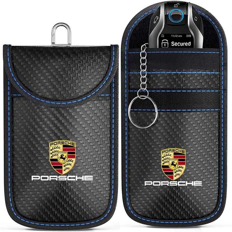 Car Key Case Signal Blocker Bag Shielding Pocket For Porsche Panamera Cayenne Taycan 911 718 Macan Carrera-GT 928 944 968