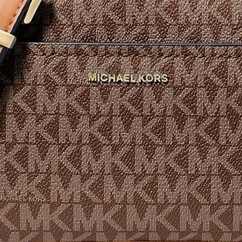 Michael Kors MK Jet Set Logo Print Coated Canvas Crossbody Bag Small Women Bags Brown 32F5GJ6C5B-BROWN