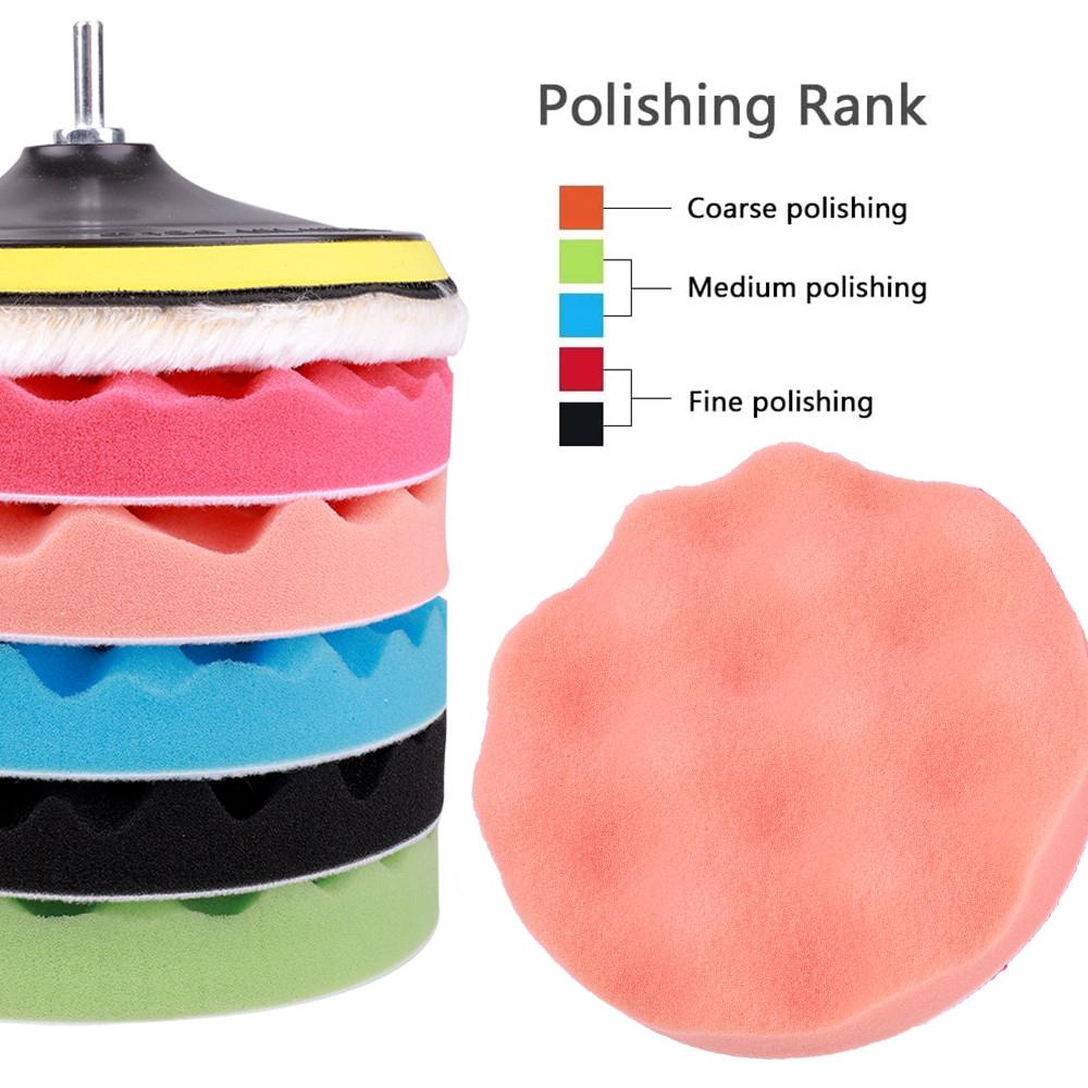 7Pcs 7"Car Polishing Pads Woolen Buffer Adhesive Backer Pad Waxing Compound Tool