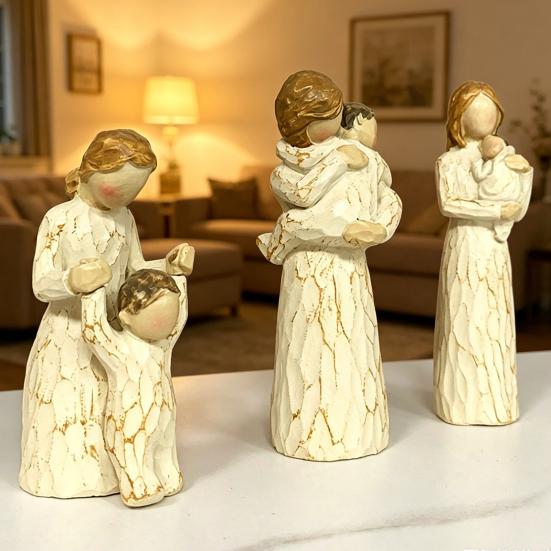 Yousheng Mother Daughter Figurine, Hand-Carved Resin Memorial Statue, Mom Birthday Gift from Daughter, Sentimental Birthday Gift for Mother, Sculpture