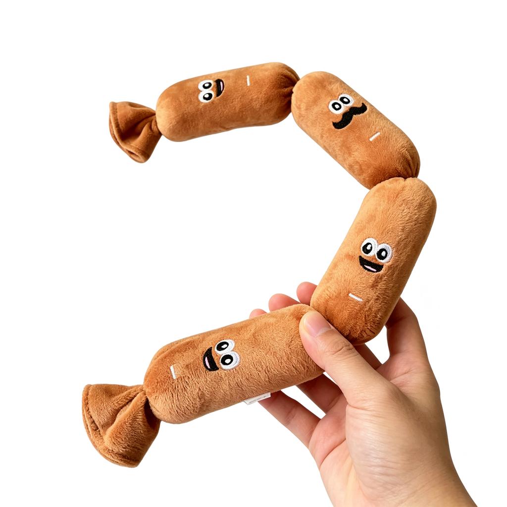 Simulated Sausage Plush Chew Toy Chew-Resistant & Self-Play Dog Squeaking Toys for Puppy and Medium Dogs Daily Playing Use