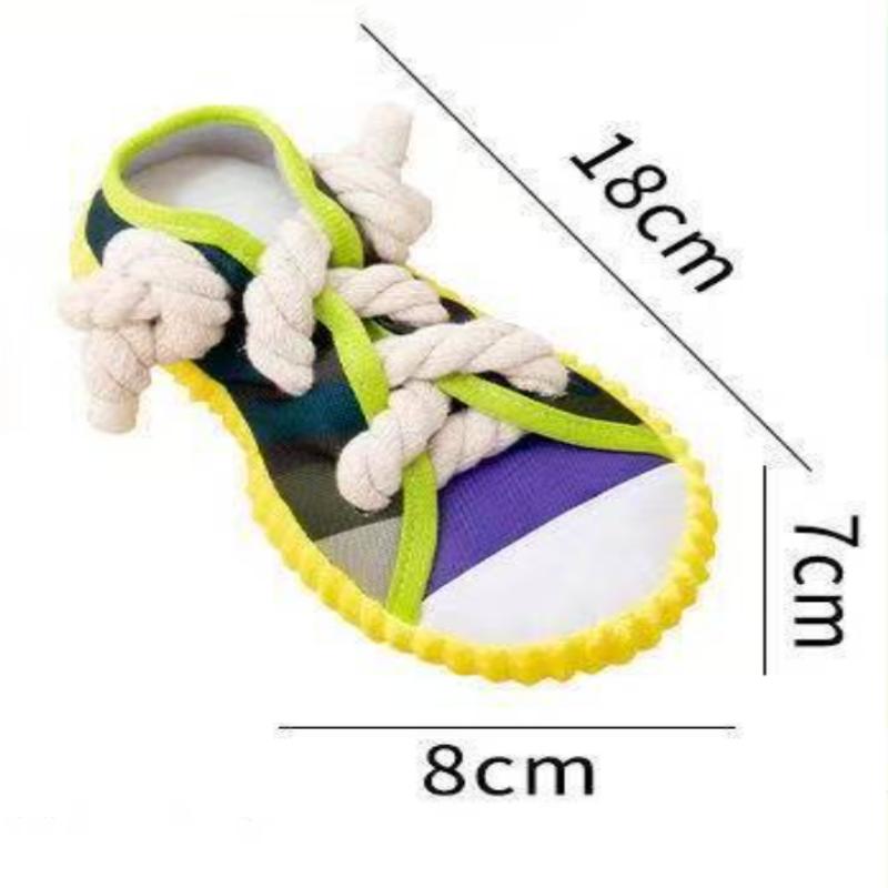 Dog Toy Squeaky Slipper Chewing Dental Rope Knot Corgi Teddy Boredom Buster Pet Energy Burner