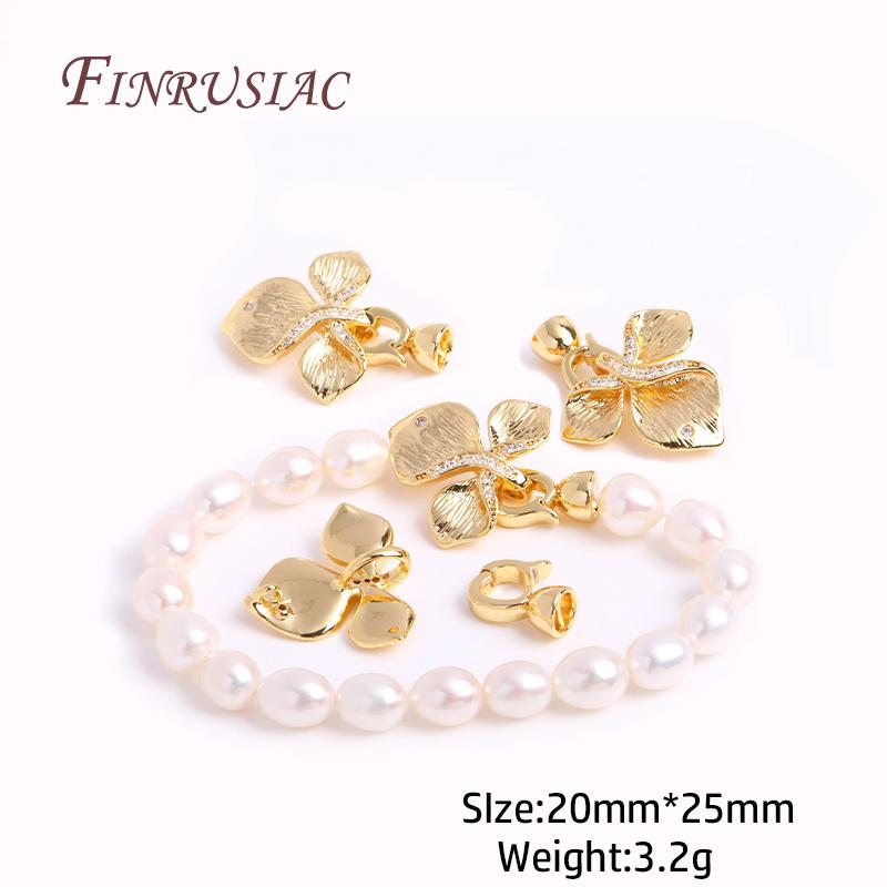 Inlaid Zircon Connector Bead Clasps Fastener DIY Jewelry Making,Classic 18K Gold Plated Pearl Clasps For Necklace Making