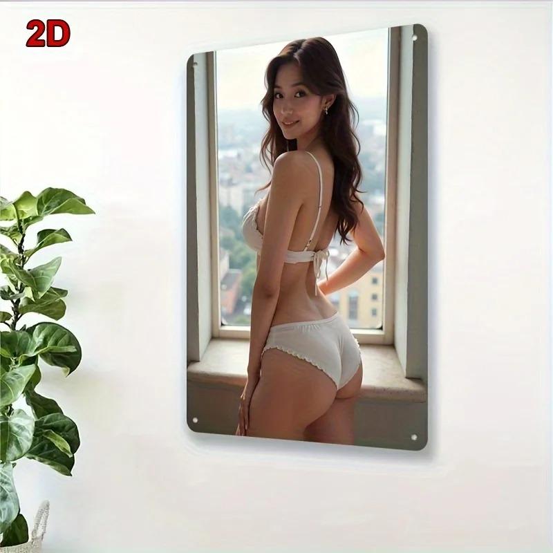 Vintage Girl Metal Tin Sign Retro Wall Art for Bar Cafe Home Bedroom Decor