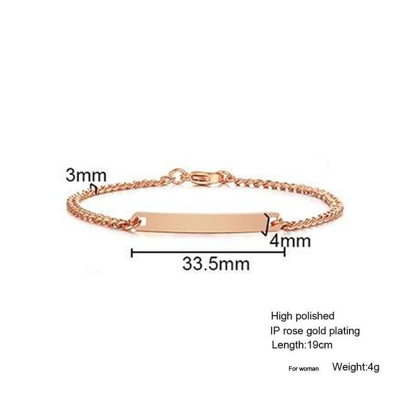 Plate Id Tag Bar Bracelet Cuban Link Chain Brazalets Engravable Name Stainless Steel Bracelet for Men Women Couple Bangle Jewels