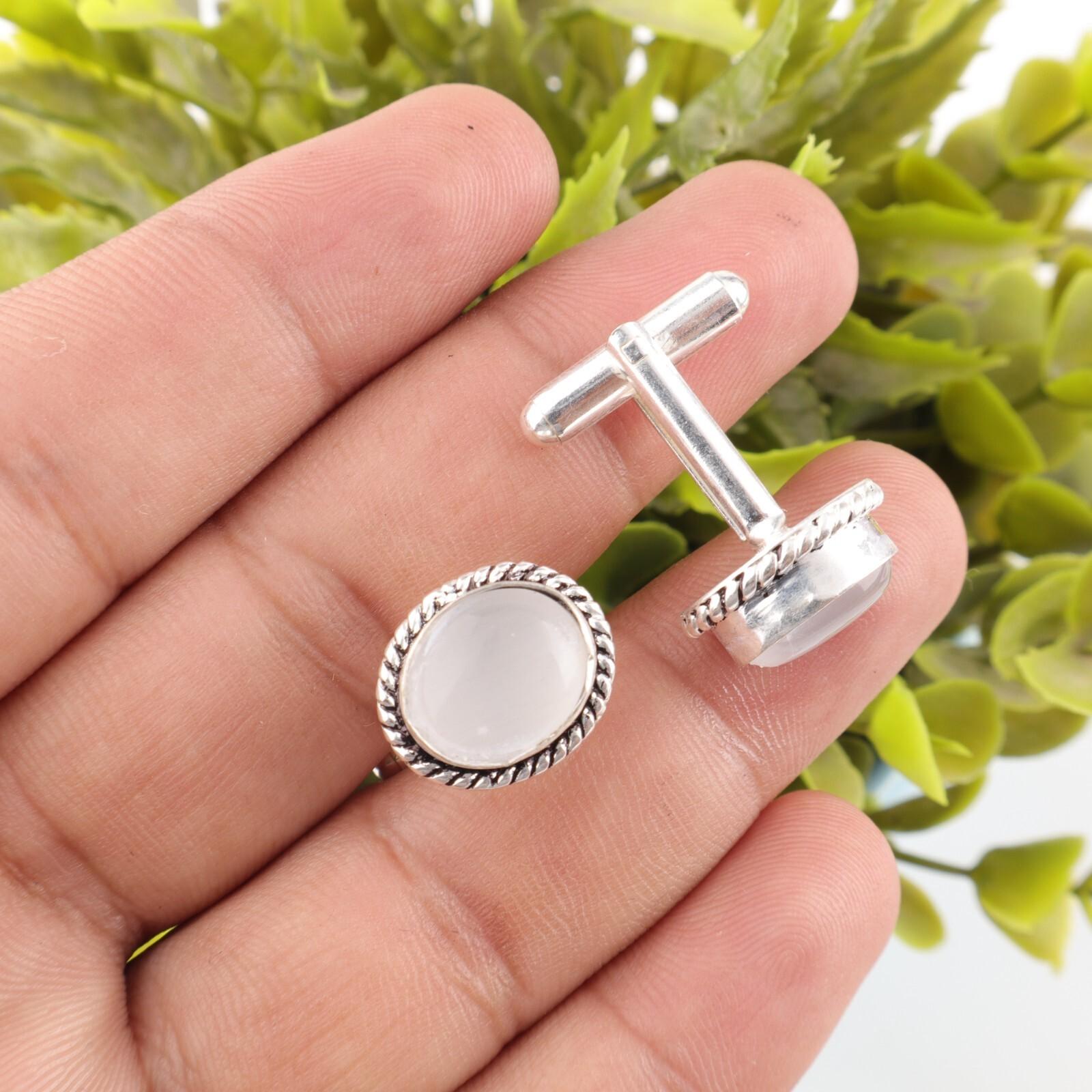 

Натуральный Селенит Драгоценный Камень 925 Стерлинговое Серебро Ручная Работа Ювелирные Изделия Запонки 0,6 CL-1-24