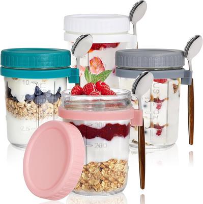 Overnight Oats Yogurt & Milk Jar with Spoon and Lid, 12oz Breakfast Cup