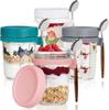 Overnight Oats Yogurt & Milk Jar with Spoon and Lid, 12oz Breakfast Cup