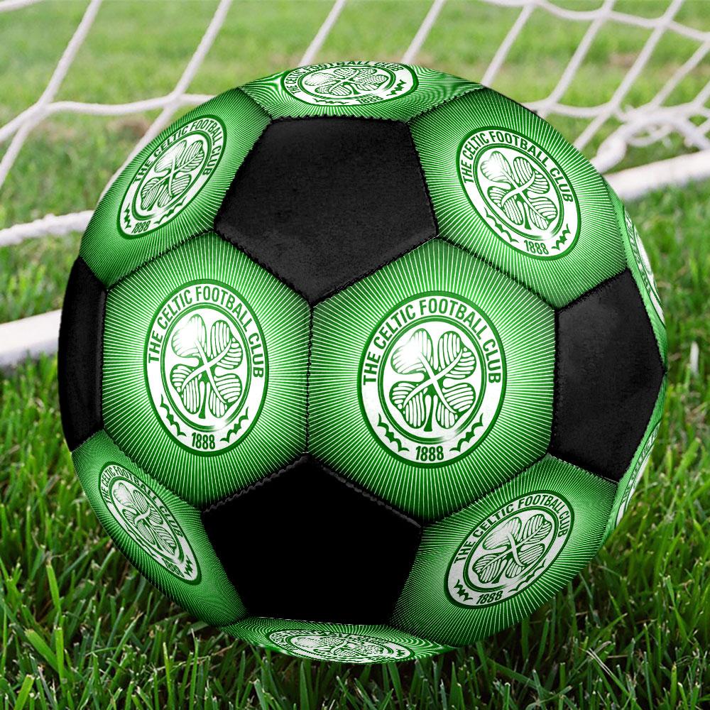 Celtic FC Size 5 Soccer Ball, Machine-Stitched PVC, Durable & High Bounce, All Ages Fit, Fan Merchandise, Matches & Outdoor Use.
