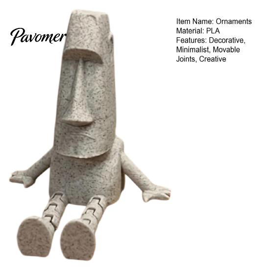 Collectible Moai Souvenir 3D Printed Articulated Statue Ornament, Movable Joints Figurine, Stable Stone One-piece Molded Figure Texture Sculpture for