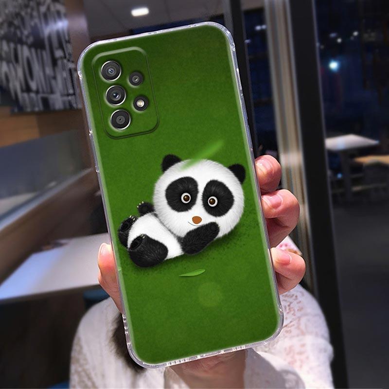 Čiré pouzdro Chinese Baby Panda pro Samsung Galaxy A52 A51 A53 A72 A71 A73 A32 A31 A33 A41 A22 A11 Měkká roztomilá pouzdra Kryt Lazy Bear