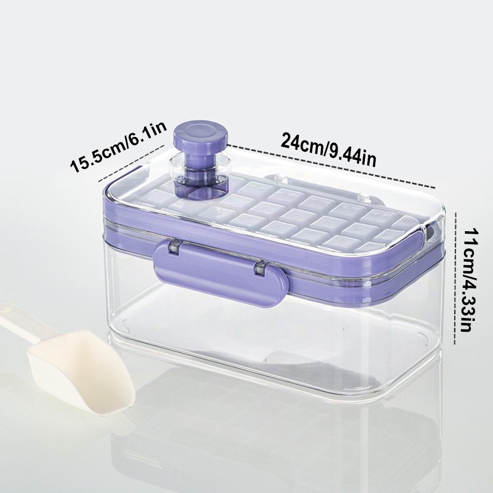 Portable Ice Cube Trays with Bin,Easy One-Click Release,Ice Freezer with Ice Scoop, Hidden Handle for Whiskey Drink Juice Tools