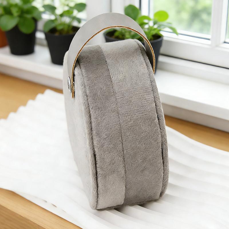 Round Velvet Travel Jewelry Box - Portable Organizer For Rings Earrings Necklaces