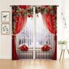 2pcs Classic Christmas Lantern Trees Elk Print Curtains Hand Washable,Hookless Rod Pocket For Living Room Bedroom Kitchen Office
