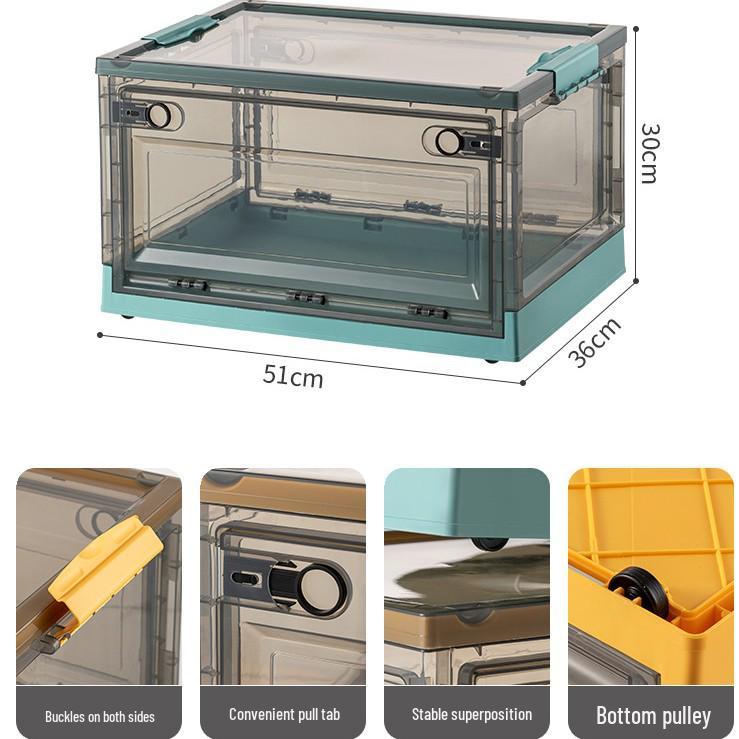 Large Outdoor Portable Transparent Foldable Storage Box for Clothes, Toys, Snacks, Books - Dustproof and Ideal for Home Use.