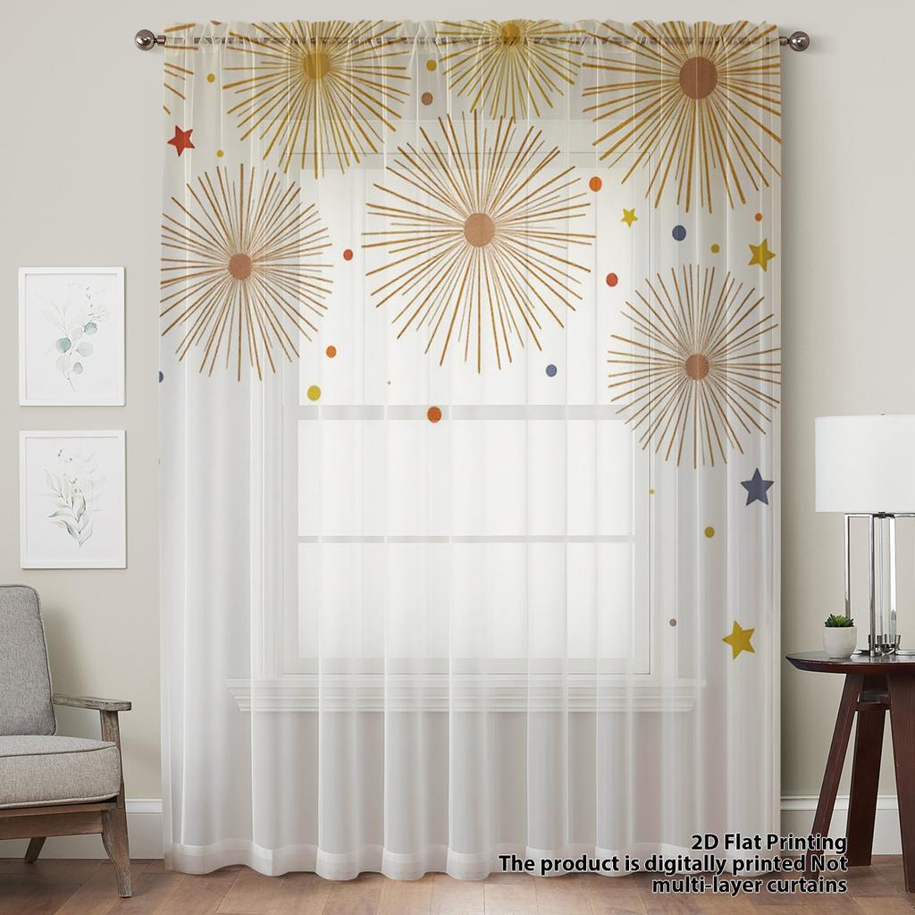 Vintage Firework Style One Piece Starlight Window Curtain Living Room Bedroom Freshen Up Decorative Film Polyester Perfect For Great