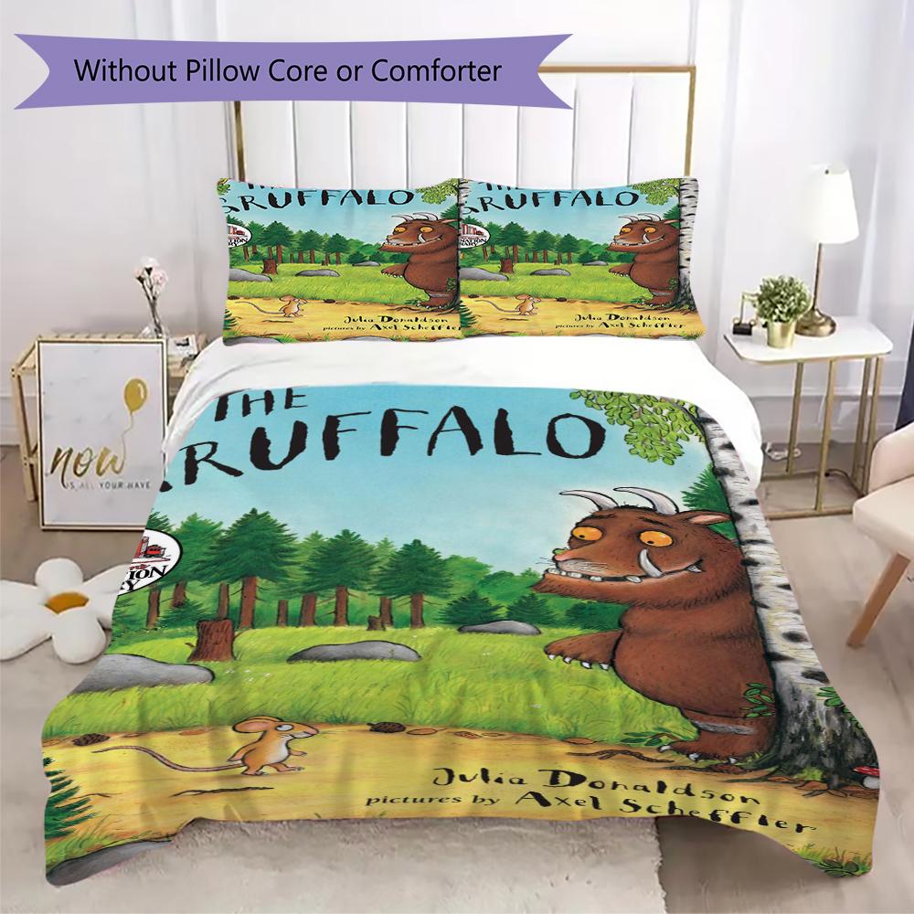 The Gruffalo Pattern Bedding,Quilt Set Quilt Cover Pillowcase Home Birthday Gift(1 * duvet cover + 2 * pillowcase, without core)_lx