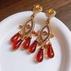 Pendientes de Carrillón de Viento de Perla y Cristal de Aguja Plateada Vintage