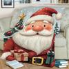 1pc Christmas Cartoon Santa Claus and Christmas Tree Printed Blanket, Festive Atmosphere, Multiple Sizes Available, Autumn Thanksgiving Christmas Nap
