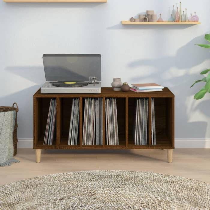 VidaXL Record Cabinet, Side Cabinet with Storage, Furniture for Turntable, Living Room Buffet, Industrial, Oak 831980