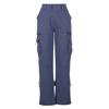 Women Cargo Pants Low-rise Multi-Pocket Design Wide Waist Retro Style Cropped Overalls Solid Color Straight Leg Work Pants