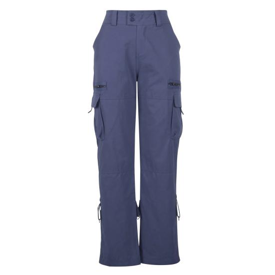 Women Cargo Pants Low-rise Multi-Pocket Design Wide Waist Retro Style Cropped Overalls Solid Color Straight Leg Work Pants
