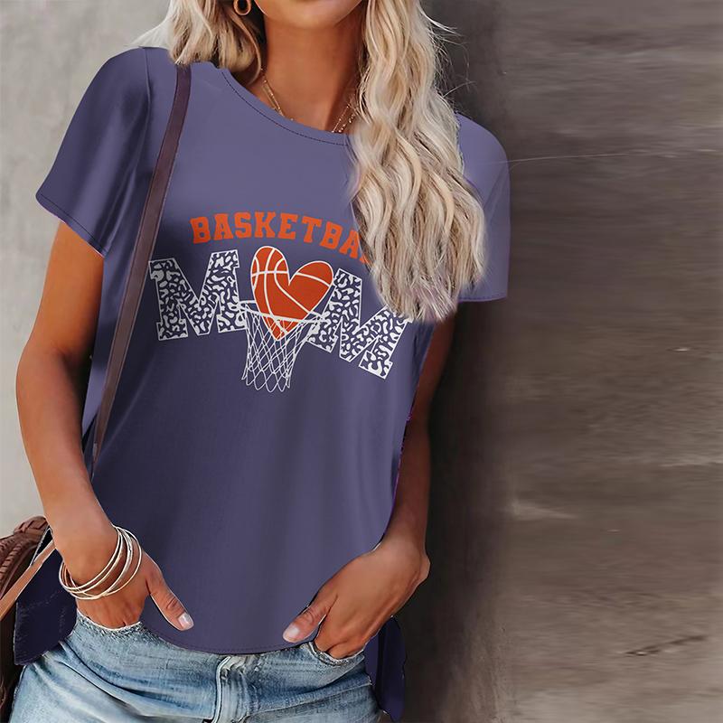 

Женская летняя футболка с принтом Love Basketball, футболки с коротким рукавом, повседневные топы с принтом 8XL фиолетовый