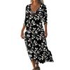 Women's Vintage Print Tunic Waisted Midi Dress Summer Casual 3/4 Sleeve Dress Dress