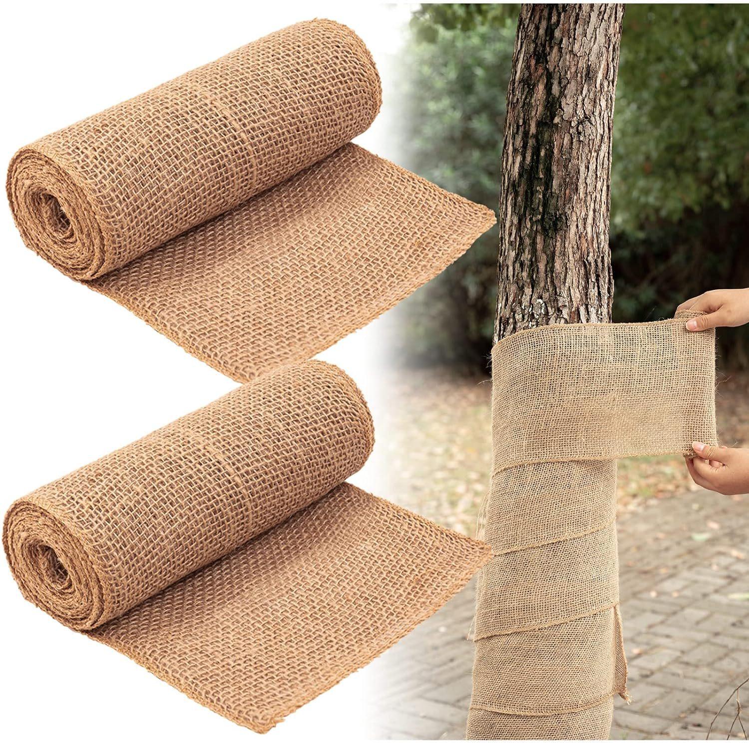 Solid Color Burlap Rolls, DIY Handmade Christmas Wedding Craft Burlap Strips, Coarse Burlap Wrapped Plant Bandages 15cm*3m 2pcs коричневый