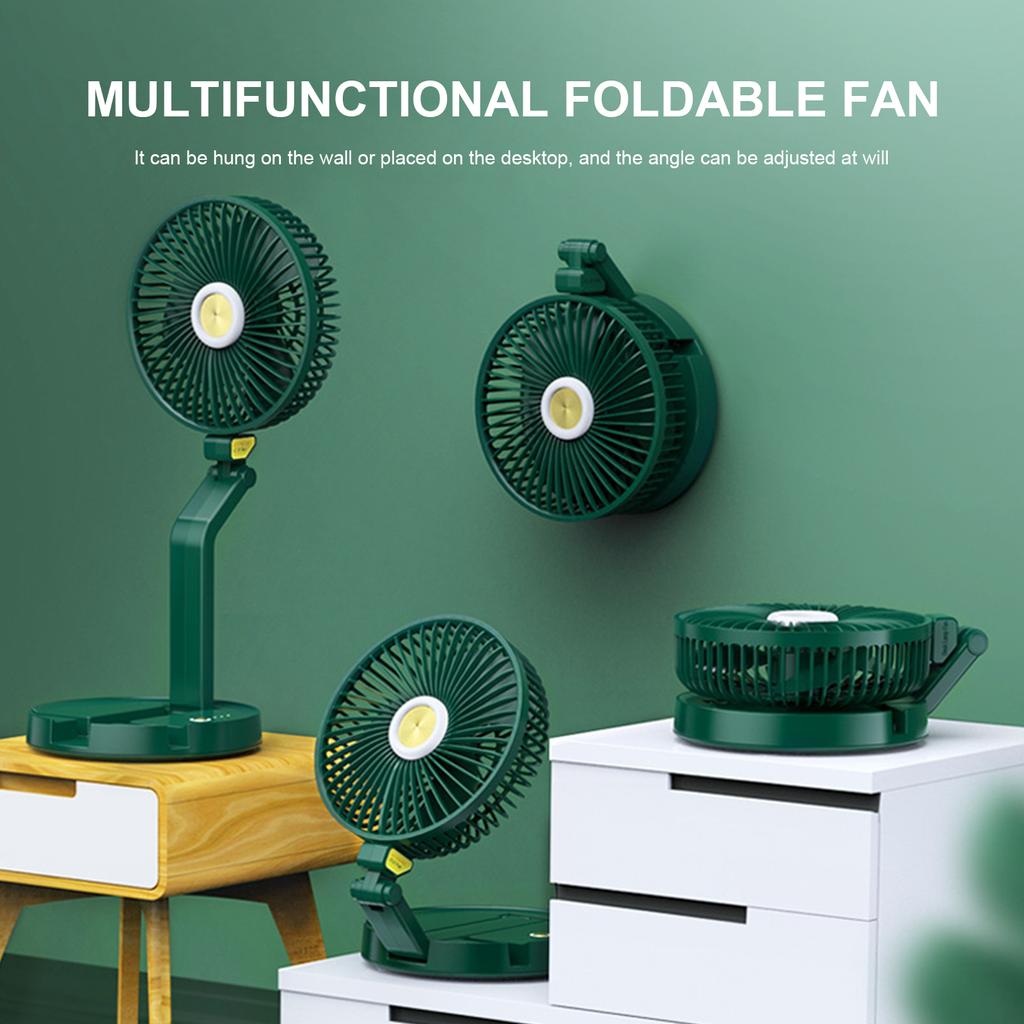 7 Inch LED Desk Fan Cooling 2600mAh Rechargeable Foldable Fan Portable 3 Speeds Wall Hanging Fan for Travel Office Home