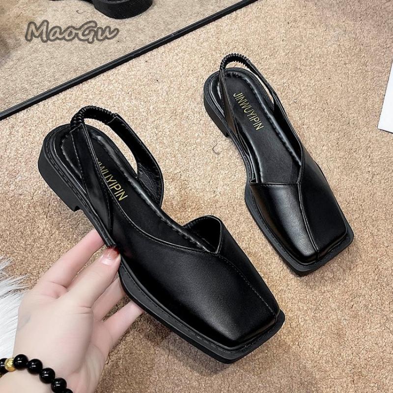 

мода All-Match Closed Toe Sandals Fashion Women Shoes 2024 Suit Female Beige Med Block Heels Shallow Mouth Luxury Black Summer Shoes 35 бежевый