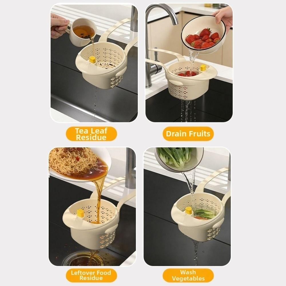 Punch-free Sink Hanging Strainer Basket Detachable Food Residue Separator  Vegetable Washing