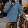 Men's Vintage Corduroy Printed Quarter-Zip Pullover with Stand Collar and Pocket, Long Sleeve Casual Top