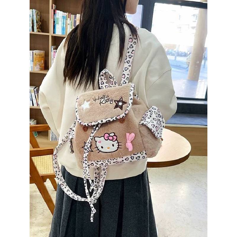 Cute Cartoon Cat Backpack Pu Material With Splicing Design For Daily Use