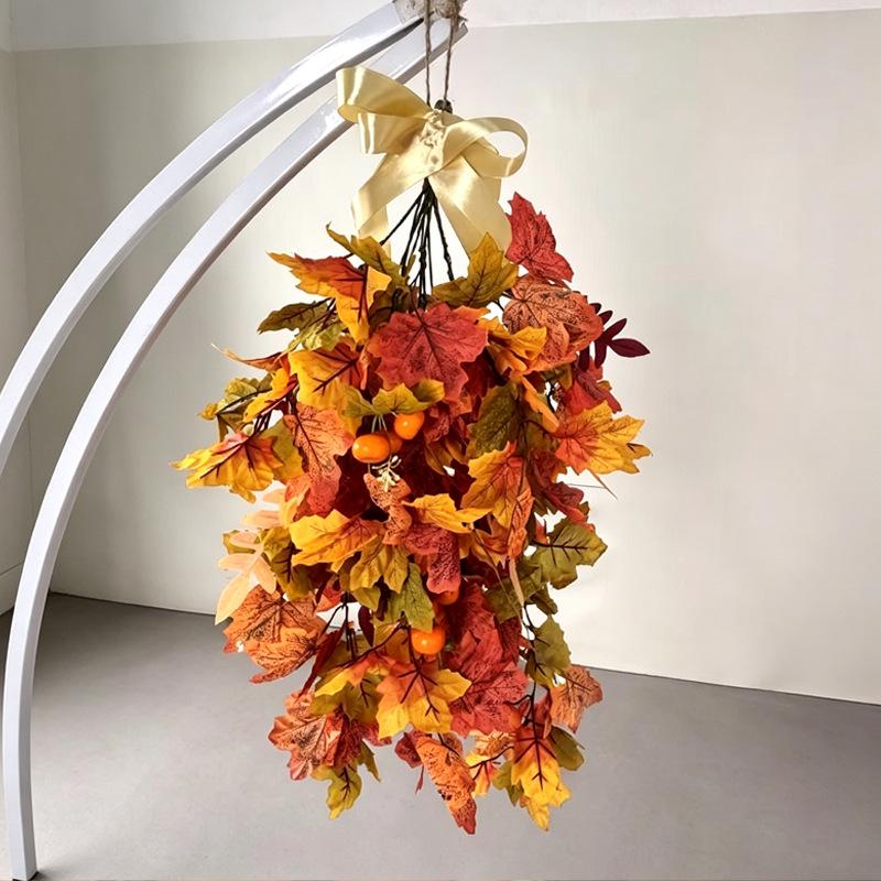 Autumn Maple Leaf Door Hanging: Halloween & Thanksgiving Floral Wall Art