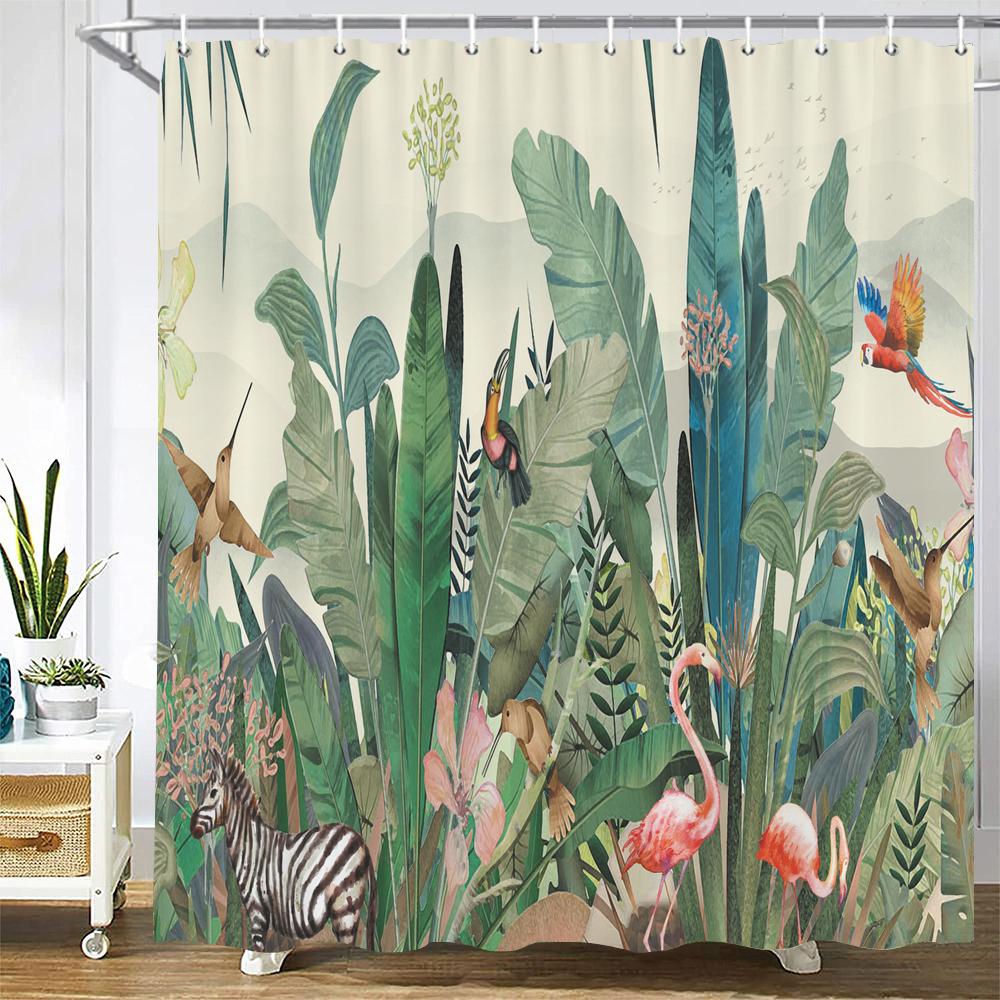 Chinese Style Flower and Birds Tree Shower Curtains Bath Curtain Waterproof Bathroom Decor With Hooks 3d Printing Bath Curtain