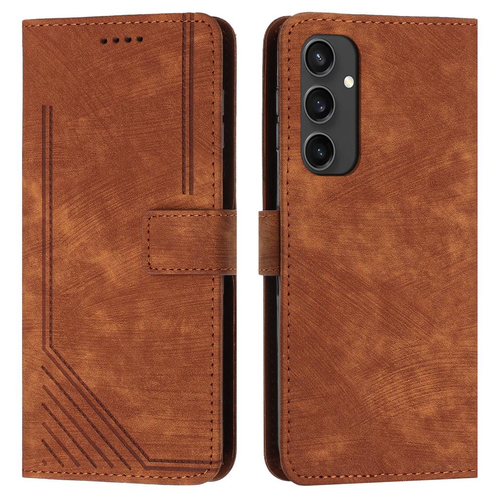 For Samsung Galaxy S24 FE Case Lines Pattern Full Protection Leather Flip Phone Cover