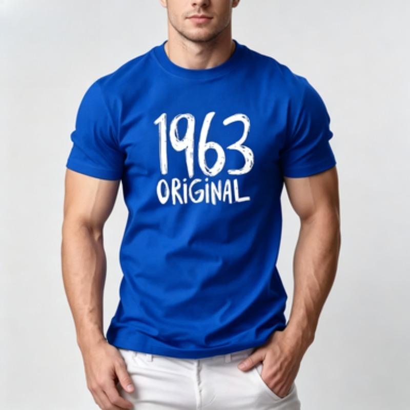 Maglietta Unisex 100% Cotone Vintage Compleanno 1963 Originale Grafica Stampa Lettere a Mano Grezze Girocollo Manica Corta Casual Magliette da Uomo
