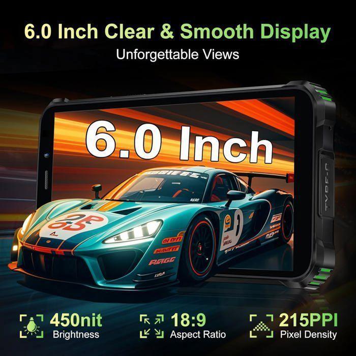 OUKITEL G5 Unbreakable Portable Telephone 16GB+256GB 6" Screen 6300mAh Robust Smartphone 900LM Dual SIM/NFC/GPS Telephone, Black