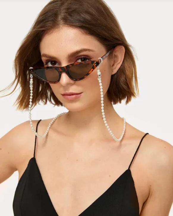 Fashion Nonslip White Pearl Beads Alloy Eyeglass Chain for Glasses Accessories