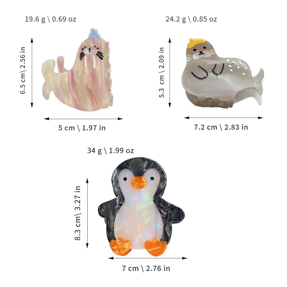 Fashion Sea Lion Seal Acetate Hair Clip Lovely Geometry Ocean Animal Shark Clip Ponytail Clip Novetly Creative Hair Claw Daily
