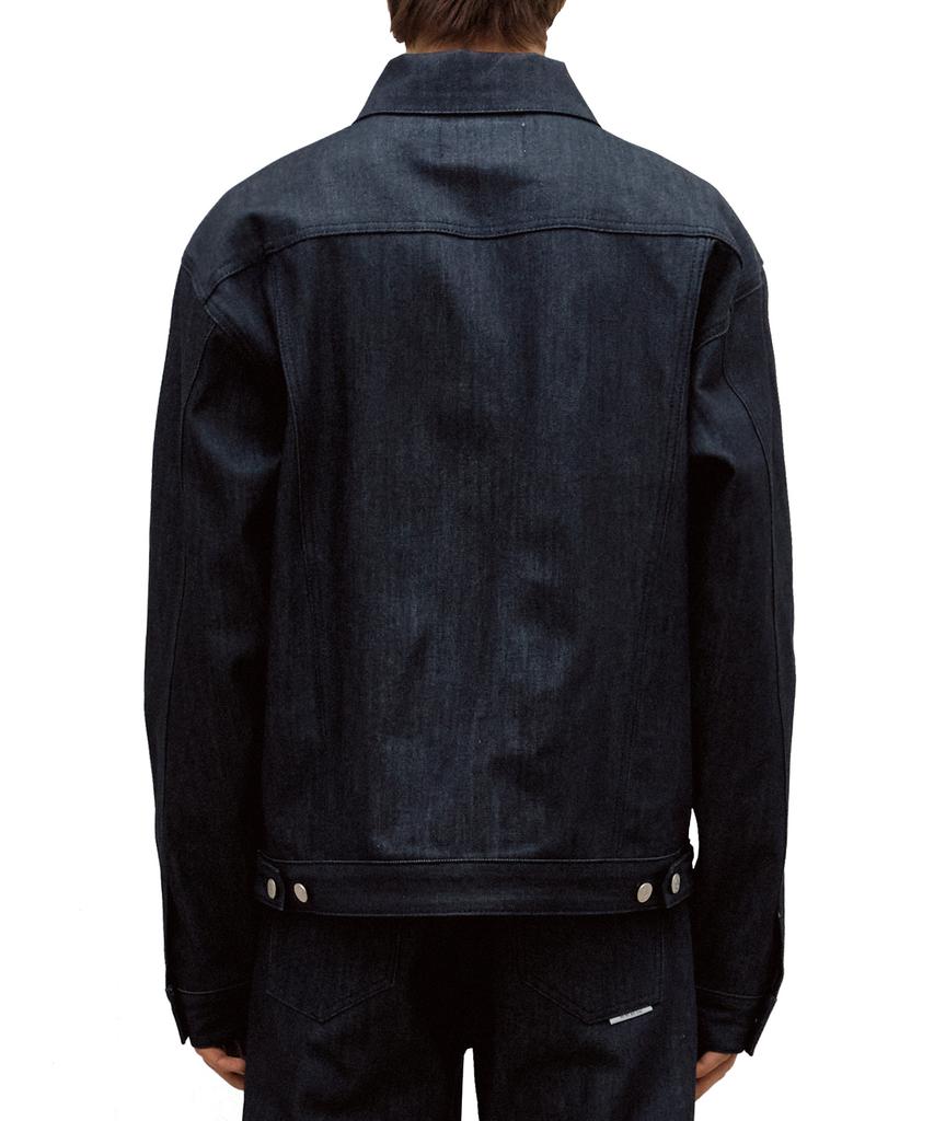 Lab101 Semi-Overfit Raw Indigo Denim Trucker Jacket (Dark Blue)