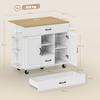 Rolling Kitchen Island, Fold-Out Worktop, Soft-Close Cabinet Doors, Drawers, Towel Holder, MDF, White