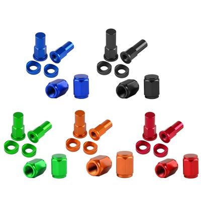Motorcycle Universal Aluminium Billet Tire Valves Stem Rim Lock Nut Cap Spacer Kit for Dirt Bike Motocross