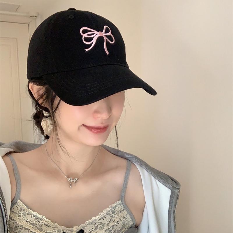 Embroidered Bowtie Hat PonytailHat Long Brims Baseball Hat Fashionable Sun Hat